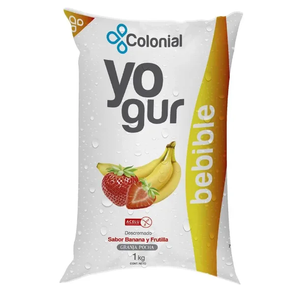 Yogur Colonial Banana-Frutilla 1 l