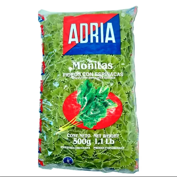 Fideos espinaca Adria moñitas 500 g