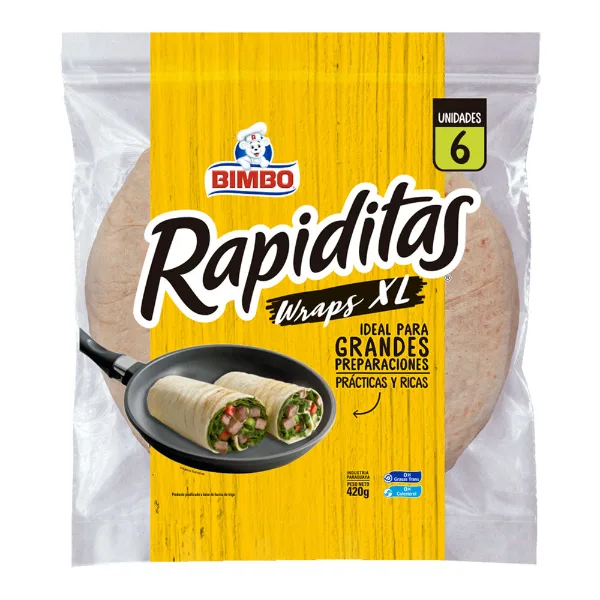 Tortillas rapiditas Bimbo maxi 420 g 6 un.