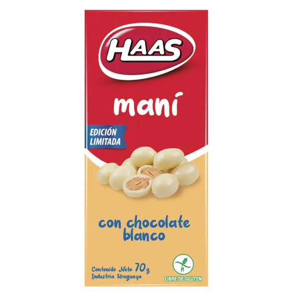 Maní con chocolate Haas blanco 70 g