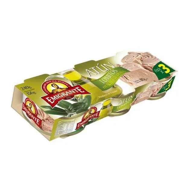 Atun Emigrante Lomitos al Aceite Oliva Pack 3un 80 g