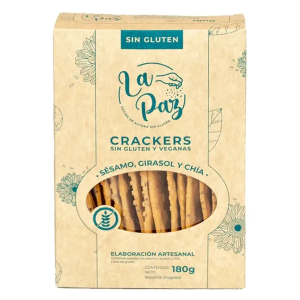 Galletas La Paz Saladas Chia,girasol y Sesamo sin Glute 180 g