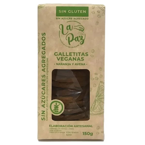 Galletas La Paz Dulces Naranja,avena Veganas sin Gluten 150 g