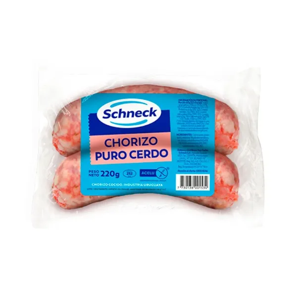 Chorizo Schneck Puro Cerdo 220gr A/V 2 un.