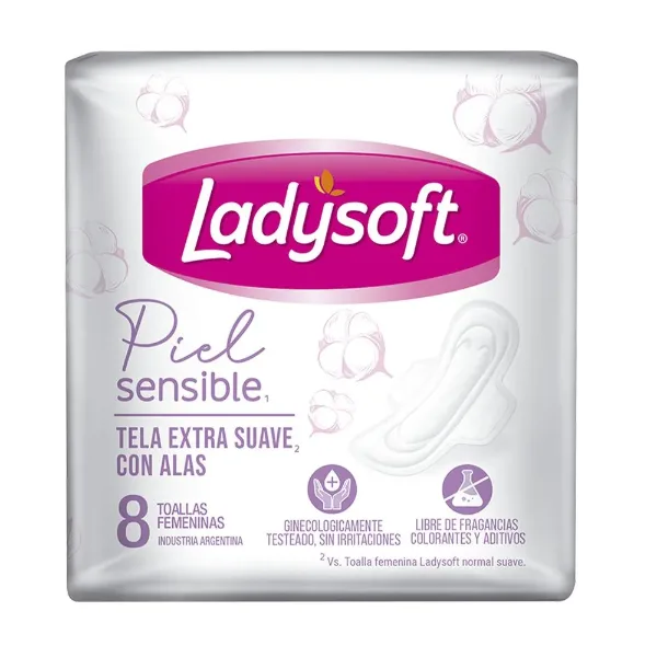 Toalla Femenina Ladysoft Piel Sensible 8 un.