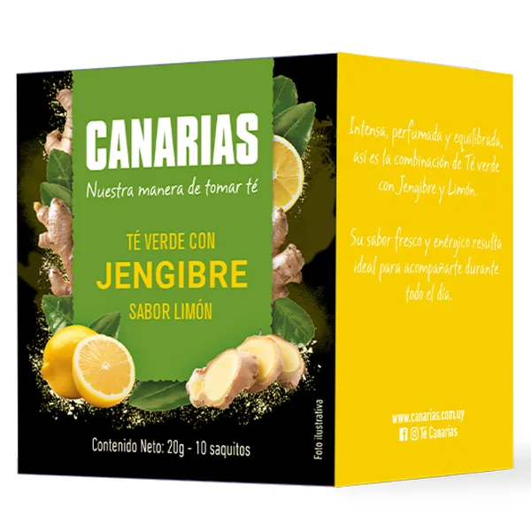 Té verde Canarias con Jengibre sabor Limón 10 sobres
