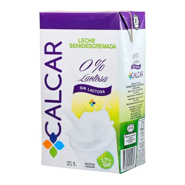 Leche Calcar UHT Deslactosada Larga Vida Semidescremada 1 l
