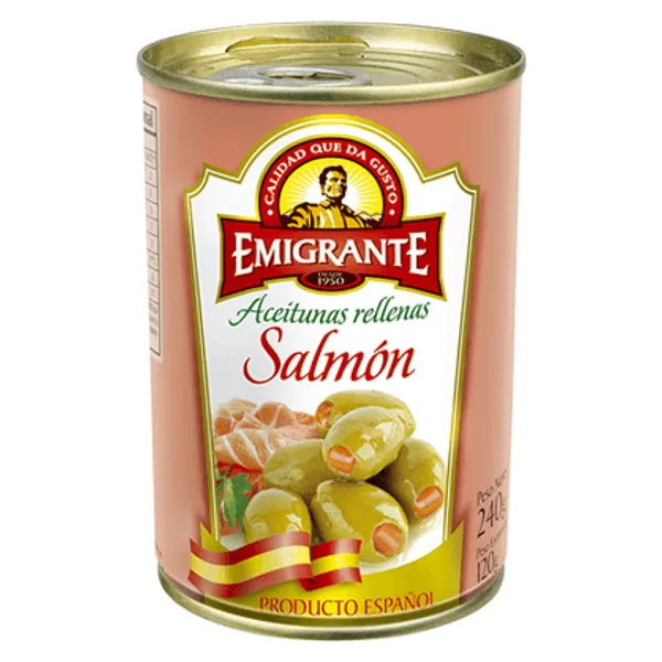 Aceituna Emigrante Rellena Verde con Salmon 120 g