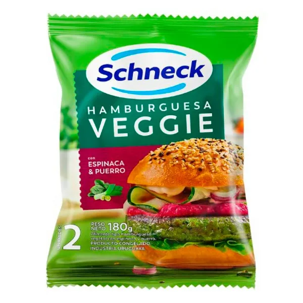 Hamburguesas veggie Schneck espinaca y puerro 180 g 2 un.
