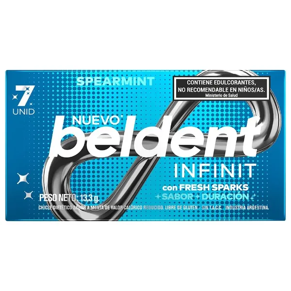 Chiclet Beldent Infinit Spear Mint 20,3grs 7 un.