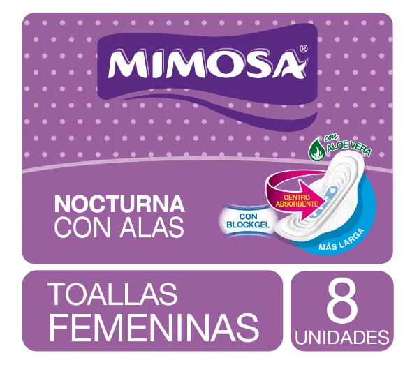 Toalla Femenina Mimosa Nocturna con Alas 8 un.