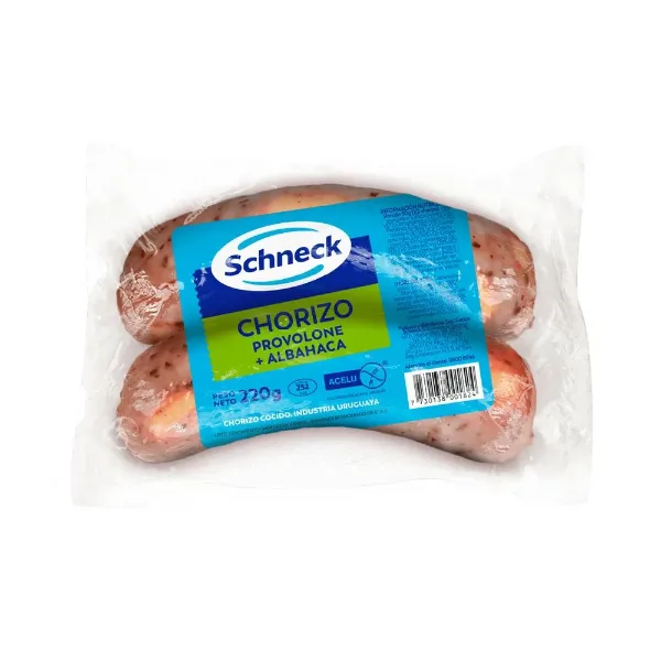 Chorizo Schneck Provolone y Albahaca A/V 220g 2 un.