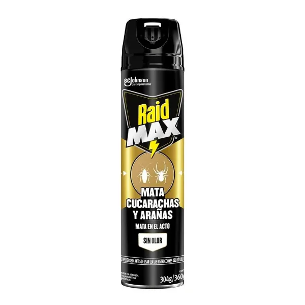 Insecticida Raid Max sin Olor Cucarachas Aerosol 360 cc