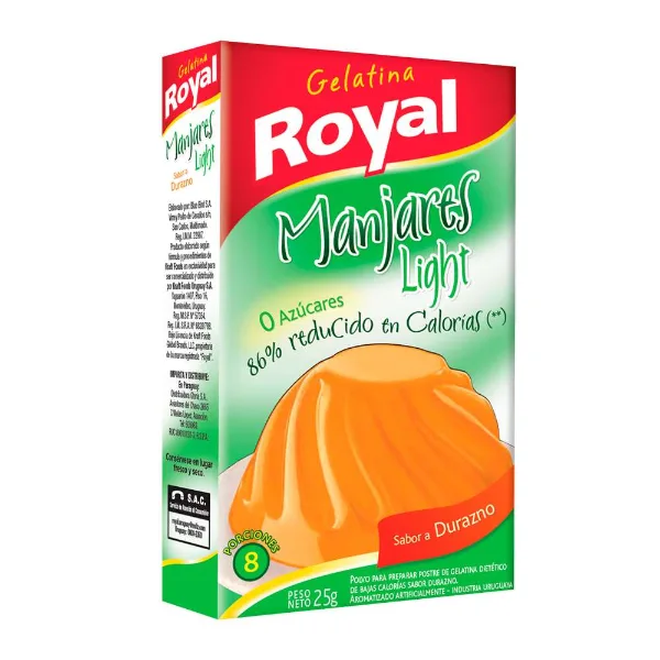 Gelatina Royal light Durazno 25 g