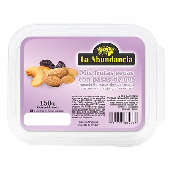 Mix de frutas secas con pasas La Abundancia 150 g