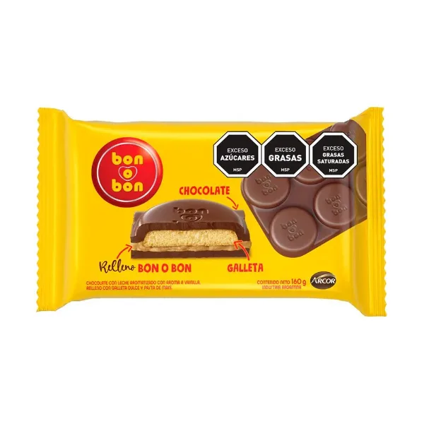 Tableta Chocolate Bon o Bon Leche 160 g