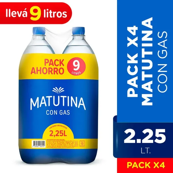 Agua Matutina con Gas 2.25lt Pack 4 un.