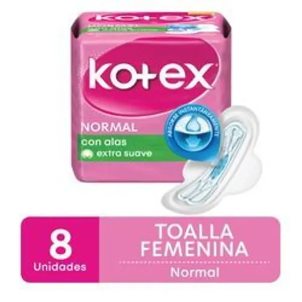 Toalla Femenina Kotex Normal con Alas 8 un.