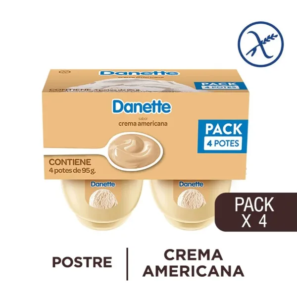 Postre Danette Crema Americana 380gr 4 un.