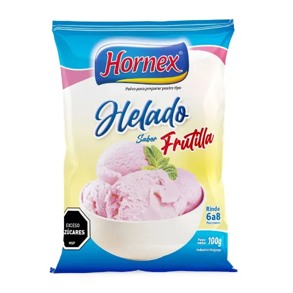 Helado Hornex Polvo Frutilla con Azucar 100 g