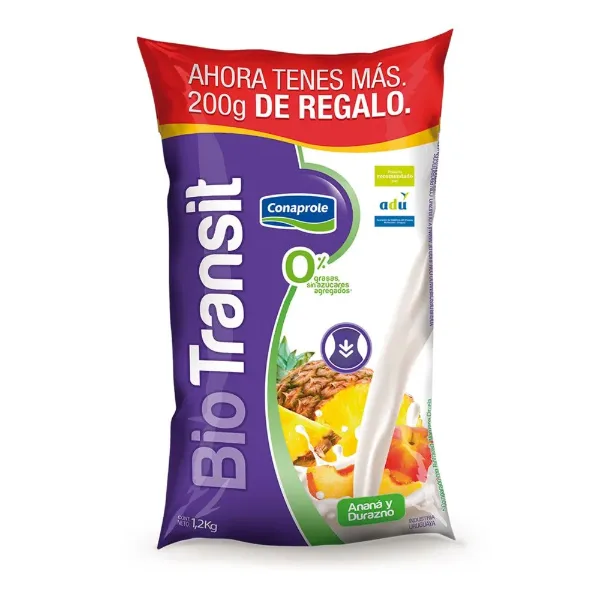Yogur Conaprole Vital+light Anana-Durazno . Biotransit 1,2 l