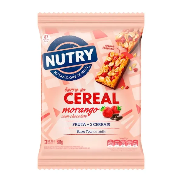 Barra de Cereal Nutry Light Morango Chocolate 3 un.