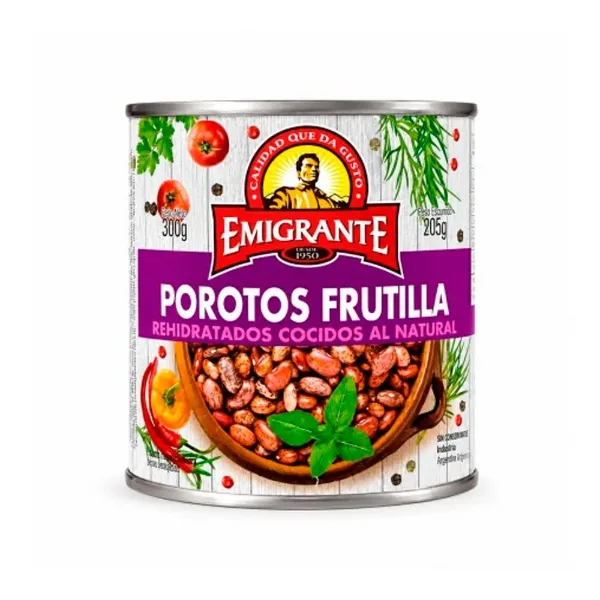 Porotos Emigrante Frutilla Lata 300 g