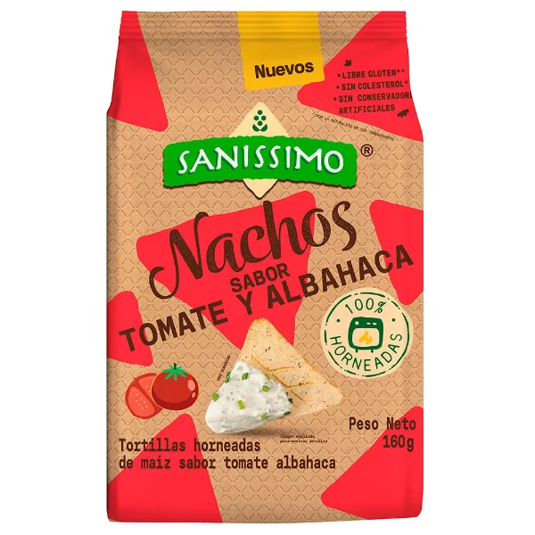 Nachos Sanissimos Tomate y Albahaca 160 g