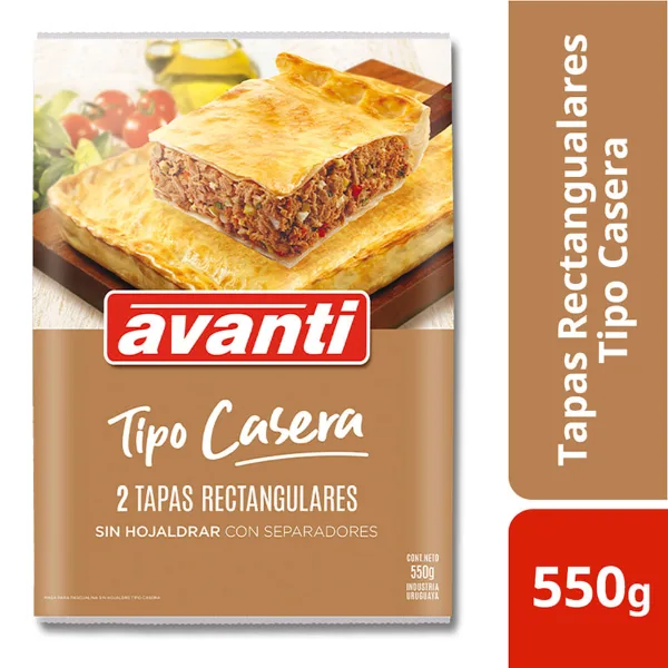 Tapa rectangular Avanti casera 550 g