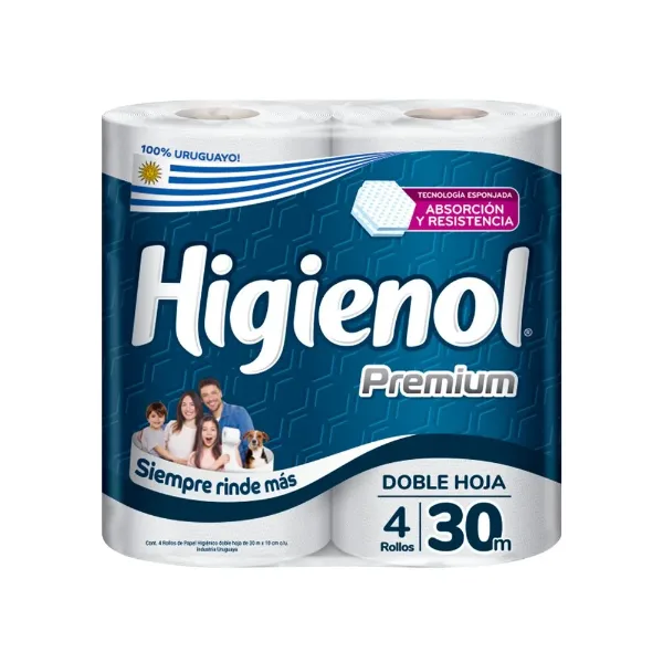 Papel Higienico Higienol Premium Doble Hoja 30mt 4 un.