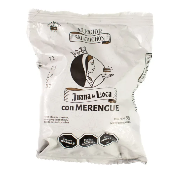 Alfajor salchichón Juana La Loca chocolate merengue 68 g