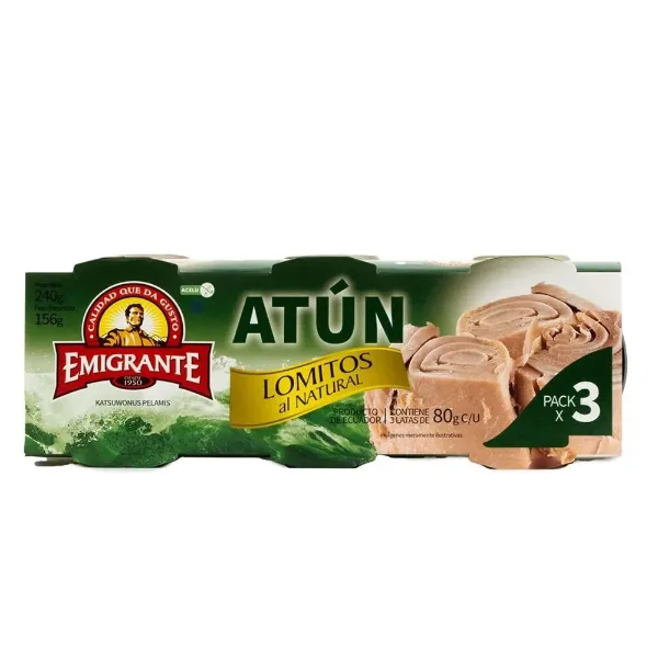 Atun Emigrante Lomitos al Natural Pack 3un 80 g