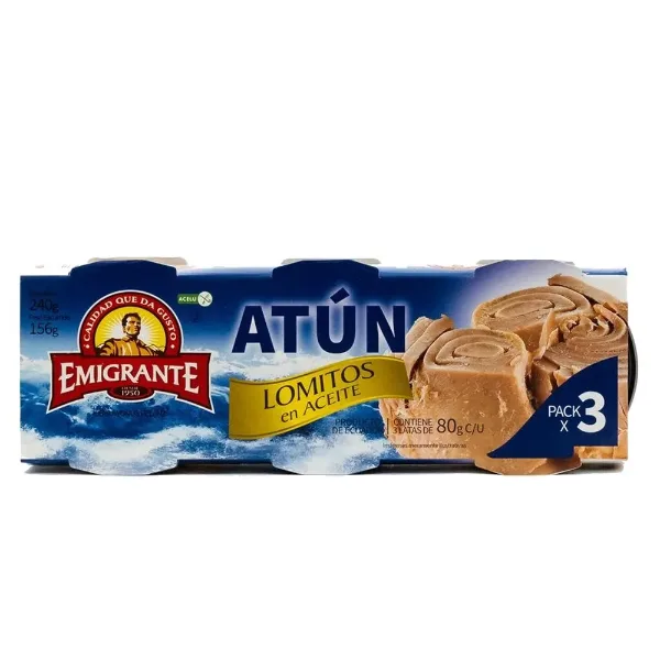 Atun Emigrante Lomitos al Aceite Pack 3un 80 g