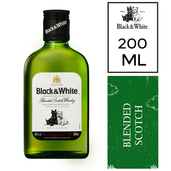Whisky Escoces Black&white petaca 200 ml
