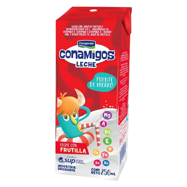 Leche Saborizada Conaprole Vitamigos Frutilla . Semide 250 cc