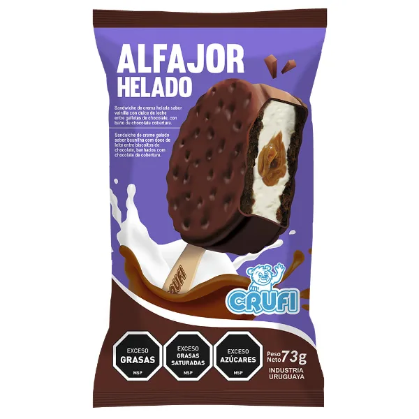 Helado alfajor Crufi vainilla 73 ml