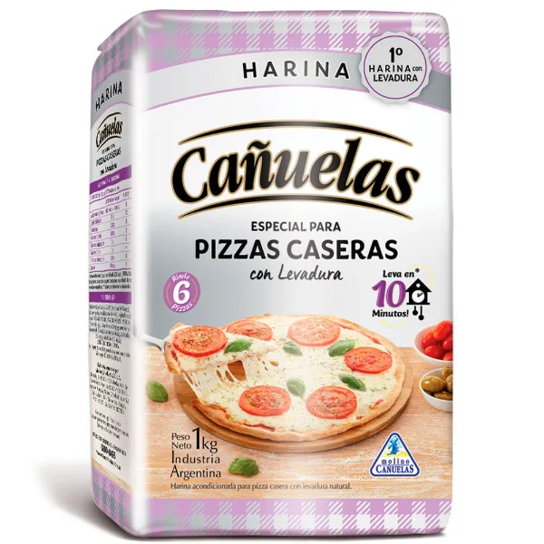Harina Cañuelas con levadura para pizza 1 kg