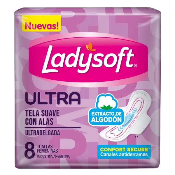 Toalla Femenina Ladysoft Ultra Delgada Suave 8 un.