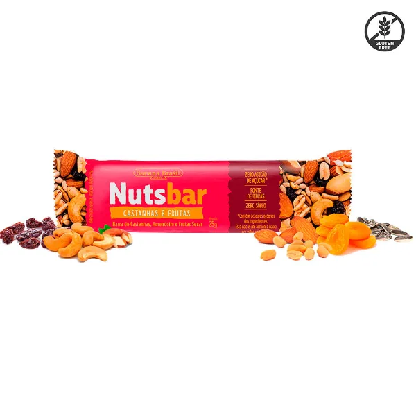 Barra Nuts bar fruta sin azúcar y sin gluten 25 g