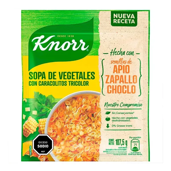 Sopa Knorr Vegetal con Pasta Tricolor 107,5 g